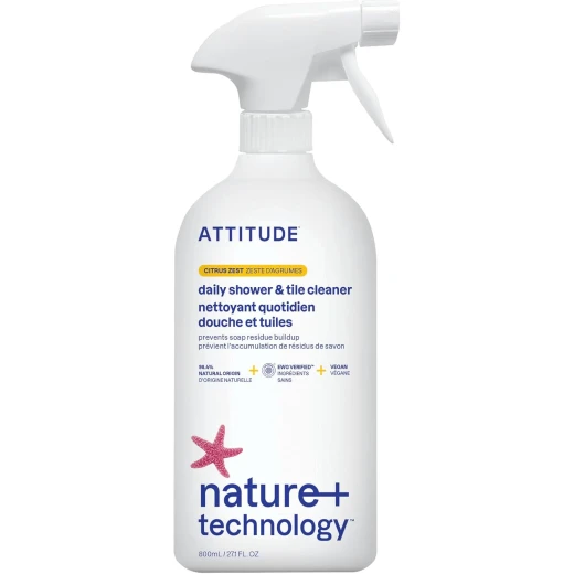 ATTITUDE Citrus Zest Shower and Tile Cleaner Spray, Plant Based, 27.1 Fl Oz ATTITUDE Citrus Zest Shower and Tile Cleaner Spray, Plant Based, 27.1 Fl Oz