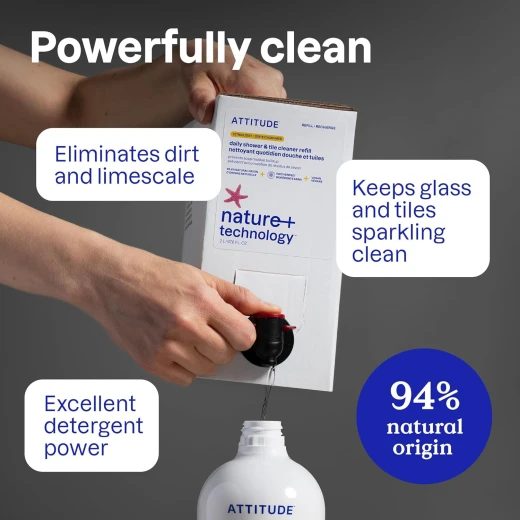 ATTITUDE Citrus Zest Shower and Tile Cleaner Spray, Plant Based, 27.1 Fl Oz - ATTITUDE - Image 6