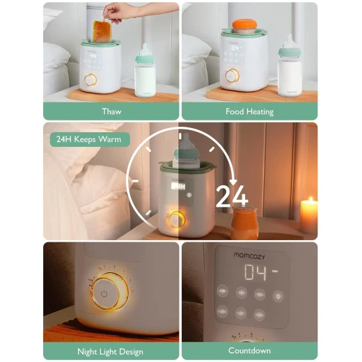 جهاز تسخين زجاجات الأطفال Momcozy Nutri، تسخين سريع، ضوء ليلي، حليب الأم وتركيبة - موم كوزي - Image 4
