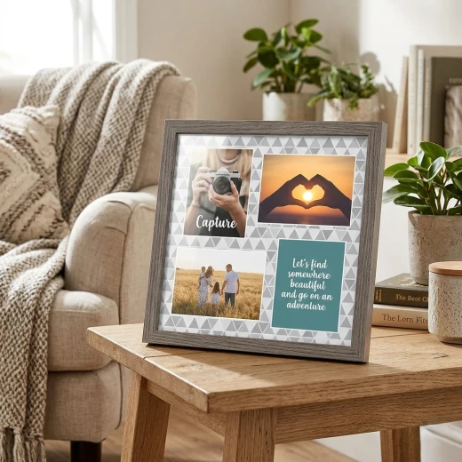 A luxurious 55x54 cm brown wooden frame with a classic and elegant design that adds a warm and sophisticated touch to your home decor. Made from high-quality materials to ensure durability and long-lasting use, it's ideal for displaying photos, artwork, and decorating walls in a simple yet attractive style - Lolo shop home - Image 2
