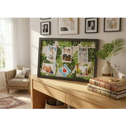 إطار صور أنيق مزود بخيوط ومشابك - تصميم عصري بأوراق استوائية خضراء - 63 × 34 سم، يضيف لمسة فنية طبيعية إلى ديكور المنزل مع سهولة تغيير الصور وعرض جذاب