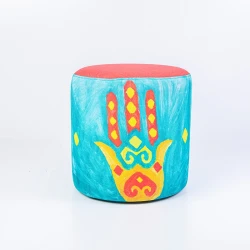 Artistic Ottoman: Inspired by Pediatric Cancer Patients at KHCC – "Hamsa Hand" Design