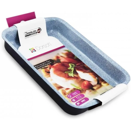 Rectangle Pan High-quality rectangular baking tray, 36 cm – dimensions 35.8 x 24.3 x 5.5 cm, ideal for cakes, lasagna, and baked goods. - Dorsch cookware - Image 6