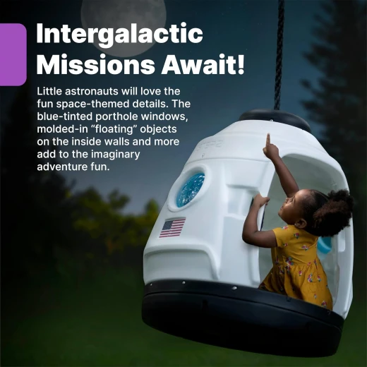 Step2 Space Capsule Swing, Kids Indoor/Outdoor Playhouse, White and Blue - Step2 - Image 3