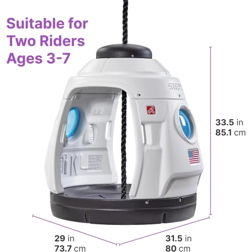 Step2 Space Capsule Swing, Kids Indoor/Outdoor Playhouse, White and Blue - Step2 - Image 2