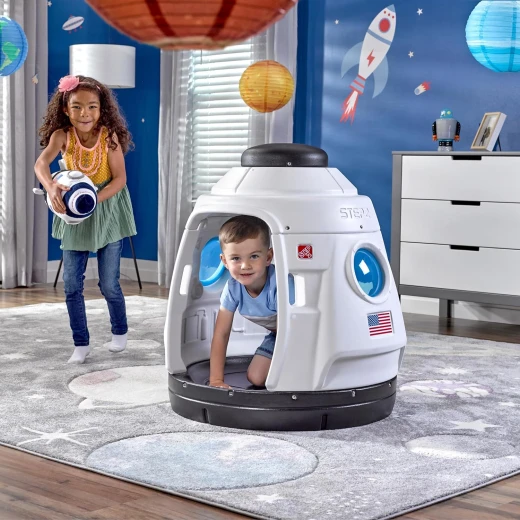 Step2 Space Capsule Swing, Kids Indoor/Outdoor Playhouse, White and Blue - Step2 - Image 4