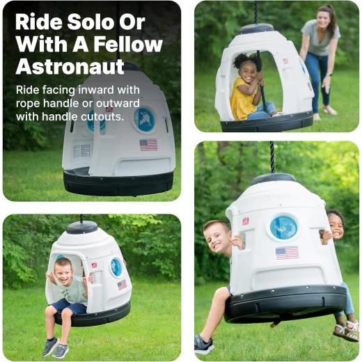 Step2 Space Capsule Swing, Kids Indoor/Outdoor Playhouse, White and Blue - Step2 - Image 6