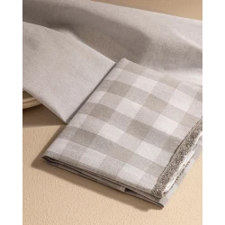 Madame Coco Carree Kitchen Towel Set of 2, Premium Quality Cotton, Highly Absorbent, White and Grey Color Combination, Machine Washable, Durable, Includes 2 Towels for Kitchen Use
