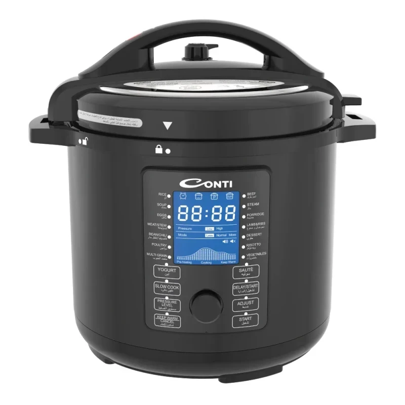 طنجرة ضغط كهربائية كونتي EPC08A004-BK سعة 8 لتر، 1200 واط، شاشة لمس LED - كونتي