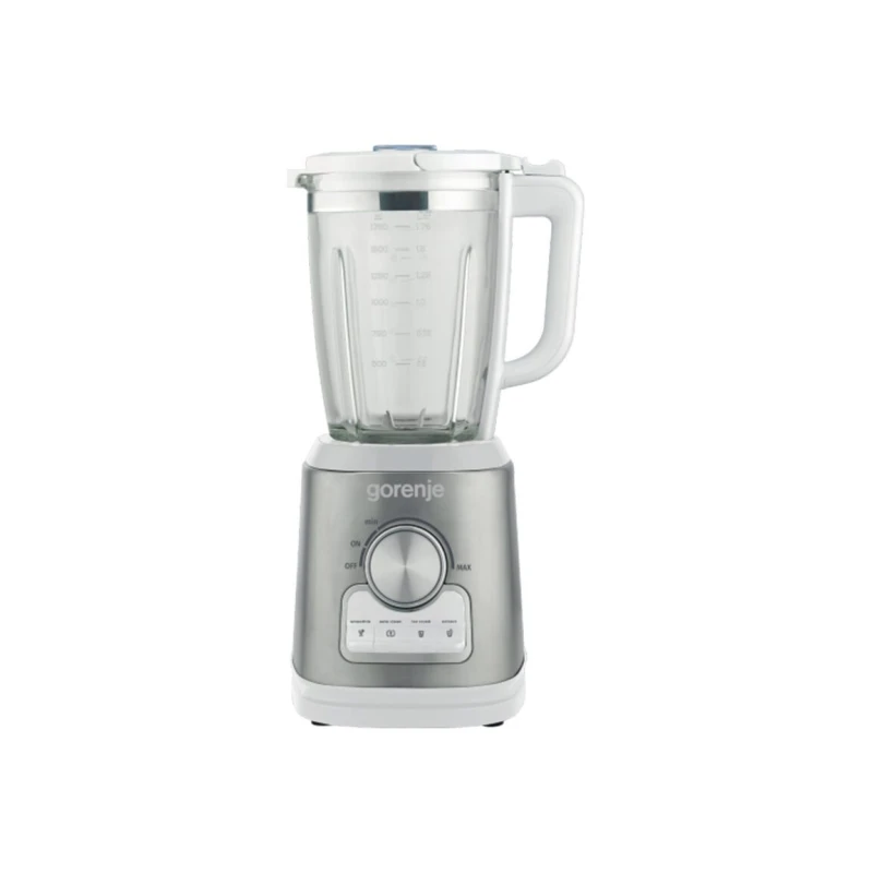 Gorenje B1400E خلاط طعام 1400 واط – خلاط مطبخ قوي مع وعاء زجاجي 1.75 لتر و6 شفرات ستانلس ستيل وبرامج متعددة لعمل العصائر والسموذي وتكسير الثلج بسرعة 32000 دورة في الدقيقة للاستخدام المنزلي - جورينيه