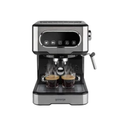 Gorenje ESCM15DBK ماكينة اسبريسو 1100 واط – آلة قهوة بضغط 15 بار مع صانعة رغوة الحليب وخزان ماء 1.5 لتر وتحضير كوبين في نفس الوقت لتحضير الإسبريسو والكابتشينو واللاتيه بسهولة في المنزل