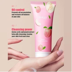 BIOAQUA Peach Extract Amino Acid Face Wash 100g – Deep Cleansing Facial Cleanser, Removes Dirt and Excess Oil, Helps Keep Skin Soft, Fresh, and Hydrated, Suitable for All Skin Types for Daily Use.