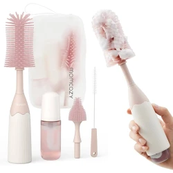 Momcozy Bottle Brush Kit for Baby Bottles and Feeding Tools – Innovative Push‑Press Foam Design – Pink Color – Easy, Safe, and Thorough Cleaning, BPA-Free