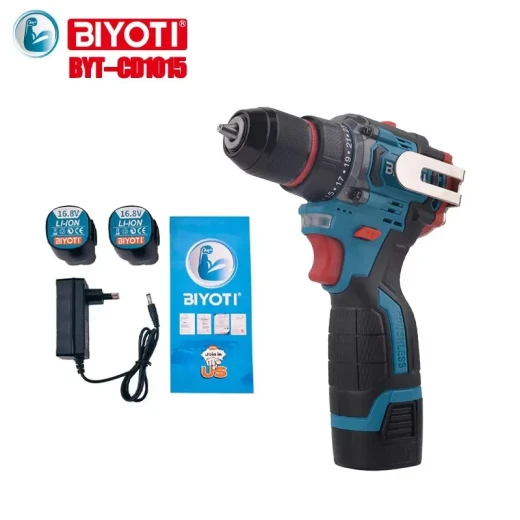 BIYOTI BYT-CD1015 Cordless Drill Brushless Motor 45Nm Torque High Power Impact Drill Dual Speed 10mm Chuck Electric Drill for Wood Metal Brick Professional DIY Use Compact Design - BIYOTI - Image 2