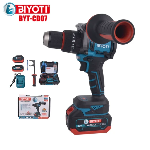 BIYOTI BYT-CD07 Brushless Hammer Drill 140Nm Torque Cordless Power Tool High Performance Impact Drill Dual Speed Electric Drill for Wood Metal Brick Professional Heavy Duty DIY Use Compact Design - BIYOTI - Image 3