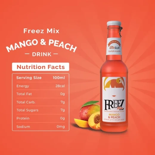 Freez Mix Mango & Peach Carbonated Flavored Drink 275 ml Refreshing Beverage - Image 2