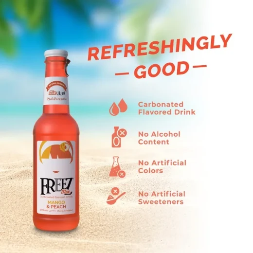 Freez Mix Mango & Peach Carbonated Flavored Drink 275 ml Refreshing Beverage - Image 4