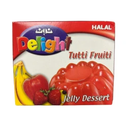 Delight Tutti Fruiti Pre Packaged Jello Dessert Variety Pack: A Delicious Assortment of Fruity Flavors in Convenient 85G Portions. Perfect for a Quick Treat or Snacking.