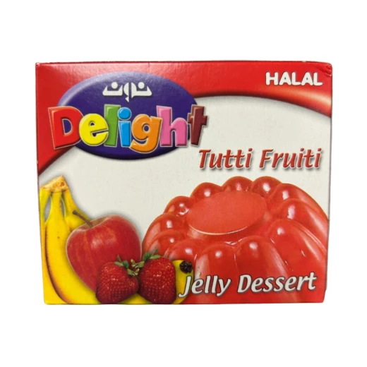 Delight Tutti Fruiti Pre Packaged Jello Dessert Variety Pack: A Delicious Assortment of Fruity Flavors in Convenient 85G Portions. Perfect for a Quick Treat or Snacking.
