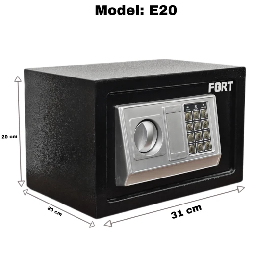 Home electronic safe made of iron, 12-liter capacity, operates with a passcode and a backup key Size 20×31×20 cm Can be fixed to the floor or wall Original Fort brand - Image 2