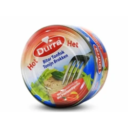Durra Tuna Chunk Hot in Vegetable Oil, Delicious and Ready to Eat, Perfect for Sandwiches and Salads, Convenient 112g Can for a Quick Meal or Snack, High Quality Seafood