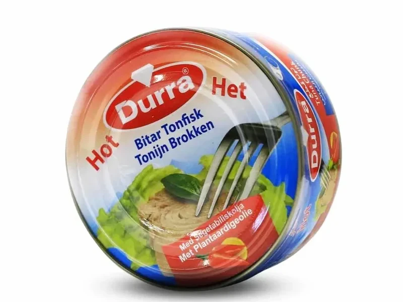 Durra Tuna Chunk Hot in Vegetable Oil, Delicious and Ready to Eat, Perfect for Sandwiches and Salads, Convenient 112g Can for a Quick Meal or Snack, High Quality Seafood