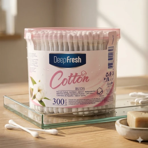 Deep Fresh Cotton Ear Sticks 300 Pcs – Soft & Safe Cotton Swabs for Daily Hygiene, Multi-Purpose Use for Ears, Makeup & Cleaning, Durable Design, Large Value Pack for Home & Travel Use Deep Fresh Cotton Ear Sticks 300 Pcs – Soft & Safe Cotton Swabs for Daily Hygiene, Multi-Purpose Use for Ears, Makeup & Cleaning, Durable Design, Large Value Pack for Home & Travel Use