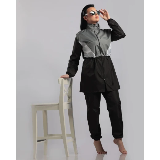 Oceanic Burkini Women's Swimsuit Black Modest Swimwear with Built In Hijab and Full Coverag Perfect for Modest Beach or Pool Wear - Burkini - Image 5