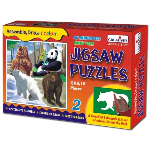 Creatives Assemble Draw & Colour Bear Fam No. 2 Kids Jigsaw Puzzle Educational Toy Creatives Assemble Draw & Colour Bear Fam No. 2 Kids Jigsaw Puzzle Educational Toy