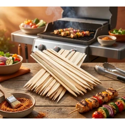 أعواد شوي خشب مسطحة للشواء – أسياخ خشبية مسطحة متعددة الاستخدام لتحضير الكباب والشيش طاووق والخضار، أعواد خشب آمنة للاستخدام الغذائي، مثالية للشواء والحفلات والرحلات والتقديم الأنيقأعواد شوي خشب مسطحة للشواء – 50 سيخ خشبي آمن للاستخدام الغذائي، مثالي لتحضير الكباب والشيش طاووق والخضار، أسياخ متعددة الاستخدام للشواء والحفلات والرحلات والتقديم الأنيق بسهولة