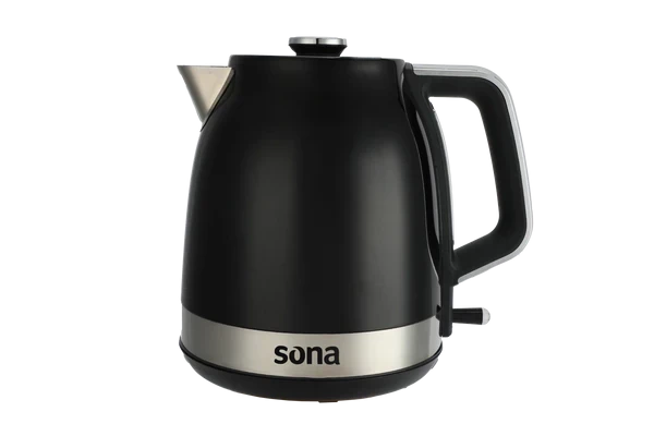 Sona Electric Kettle 1.7L Stainless Steel Black with LED Indicator, Rapid Boil Technology, Automatic Shutoff and Boil Dry Protection, Cordless Design for Easy Serving - Sona
