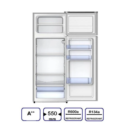 Skyworth 210 Liter Stainless Steel Refrigerator: Two Door, A++ Energy Efficiency, Frost Free Cooling System, Modern Design, Adjustable Shelves, Quiet Operation - Skyworth - Image 2