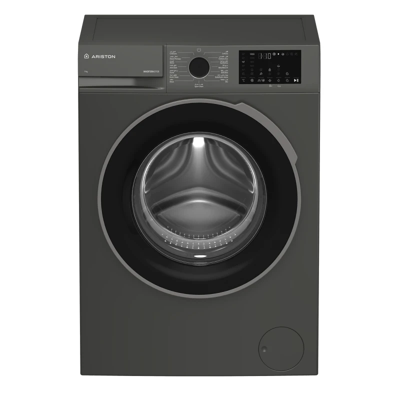 Ariston Washing Machine Model ARWF 09122S MMJ, 9kg Capacity, 1400 RPM, A+++ Energy Efficiency – Manhattan Grey Front Load Washer with Advanced Cleaning Performance, Low Energy Consumption, and Large Capacity - ARISTON