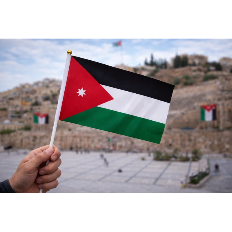 علم الأردن على عصاية 40×30 سم – علم وطني عالي الجودة مع عصا بلاستيكية خفيفة، مثالي للاحتفالات والمناسبات الوطنية والمدارس والفعاليات الرسمية - مدرسة لولو شوب