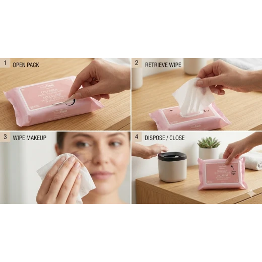Deep Fresh Collagen Makeup Removing Wipes 25 Count, Deep Cleansing Facial Wipes for All Skin Types, Hydrating and Gentle - DeepFresh - Image 2
