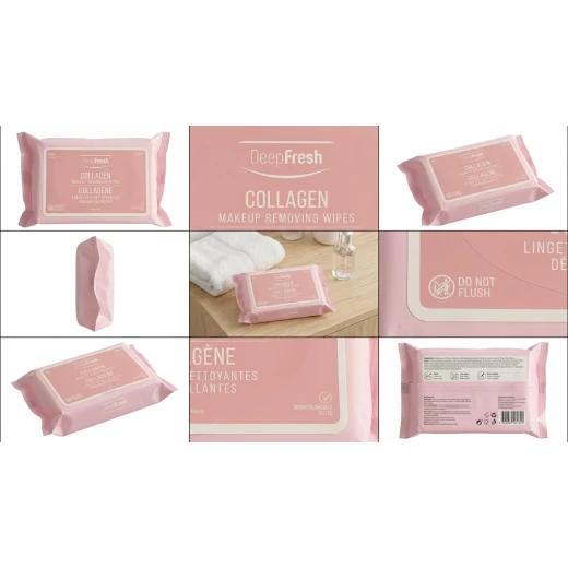 Deep Fresh Collagen Makeup Removing Wipes 25 Count, Deep Cleansing Facial Wipes for All Skin Types, Hydrating and Gentle - DeepFresh - Image 4