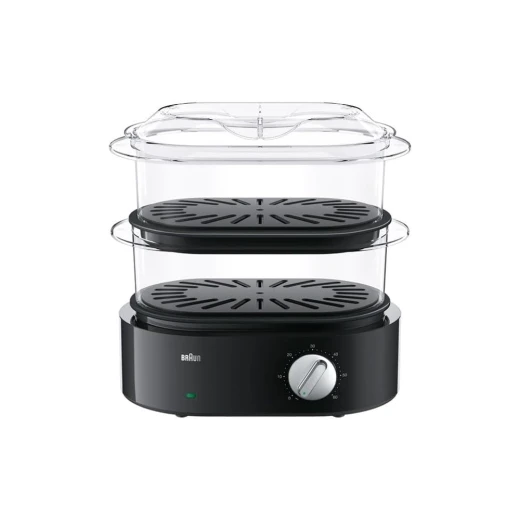 Braun Identity Collection Food Steamer FS 5100 Black, easy timer, 3-tier baskets, practical design for healthy steaming and cooking while preserving nutrients with efficient performance Braun Identity Collection Food Steamer FS 5100 Black, easy timer, 3-tier baskets, practical design for healthy steaming and cooking while preserving nutrients with efficient performance
