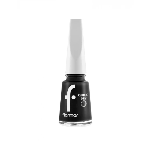 Flormar Quick Dry Nail Enamel QD10 Black Minimalism Fast Dry Nail Polish 11ml Intense Black Color 60 Seconds Drying High Shine Long Lasting Chip Resistant Easy Application Professional Finish