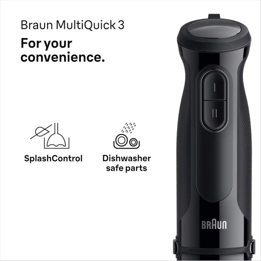 Braun MQ30201MBK Hand Blender MultiQuick 3 Series, powerful and compact design with dual speed control and SplashControl technology, ideal for soups, sauces, purees and everyday kitchen use** - Braun - Image 5