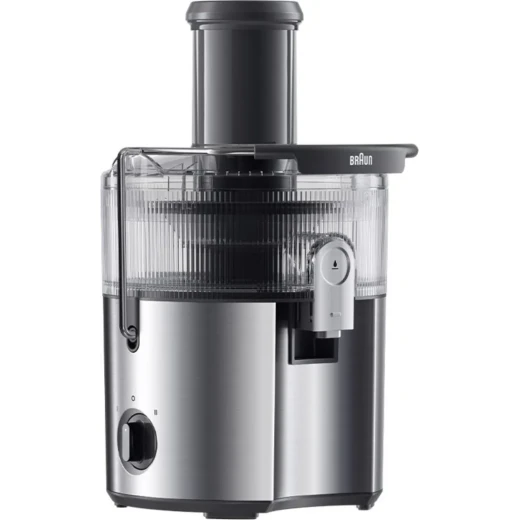 عصارة براون MultiJuice 7 SJ7000 بقوة 1000 واط، تصميم ستانلس ستيل رمادي أنيق، فتحة إدخال واسعة 75 مم، تقنية FastXtract وColdXtract لاستخلاص سريع مع الحفاظ على الفيتامينات، مثالية لتحضير عصائر طازجة بسهولة - Image 10