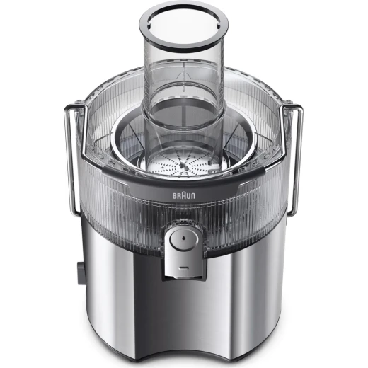 عصارة براون MultiJuice 7 SJ7000 بقوة 1000 واط، تصميم ستانلس ستيل رمادي أنيق، فتحة إدخال واسعة 75 مم، تقنية FastXtract وColdXtract لاستخلاص سريع مع الحفاظ على الفيتامينات، مثالية لتحضير عصائر طازجة بسهولة - Image 6