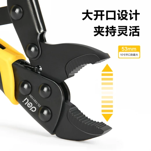 Deli DL109110H Crimping Pliers 10 Inch Curved Jaw for Electrical Work, durable and professional tool for wire crimping and bending, ergonomic non-slip handle, ideal for industrial and home electrical applications - Deli - Image 4
