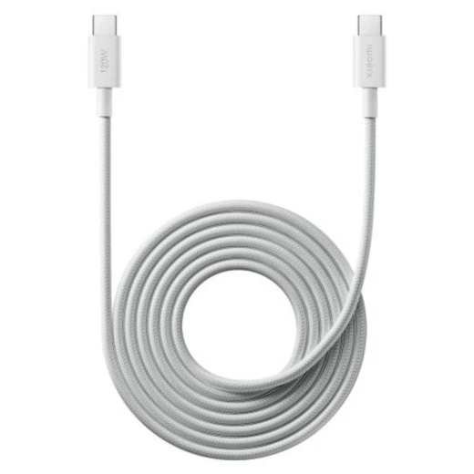 كابل شاومي USB-C إلى USB-C بطول 2 متر 6A مضفر شحن سريع حتى 120 واط مع نقل بيانات بسرعة 480Mbps متوافق مع الهواتف والأجهزة الذكية، لون أبيض