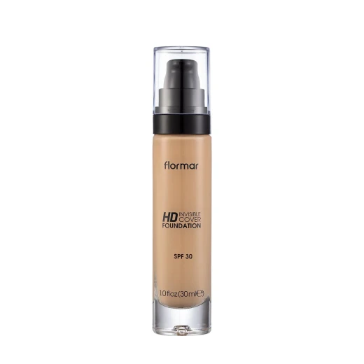 Flormar Invisible Cover HD Foundation Light Beige 050 Lightweight Illuminating Finish SPF30 30ml Medium Coverage Natural Look Liquid Foundation for All Skin Types Flormar Invisible Cover HD Foundation Light Beige 050 Lightweight Illuminating Finish SPF30 30ml Medium Coverage Natural Look Liquid Foundation for All Skin Types
