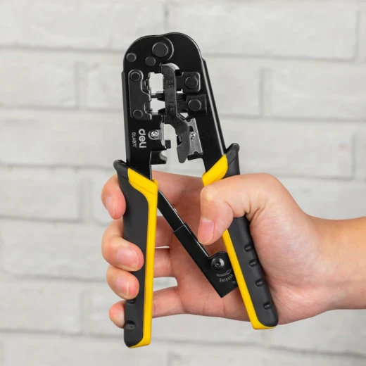 Deli EDL4971 Ethernet Crimping Tool Professional Grade 3 Sizes Wire Crimper RJ45 RJ11 RJ12 Connector Compatible Network Cable Crimping Tool for Various Wire Gauges and Applications - Image 2