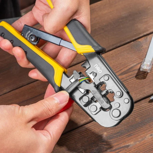 Deli EDL4971 Ethernet Crimping Tool Professional Grade 3 Sizes Wire Crimper RJ45 RJ11 RJ12 Connector Compatible Network Cable Crimping Tool for Various Wire Gauges and Applications - Image 3
