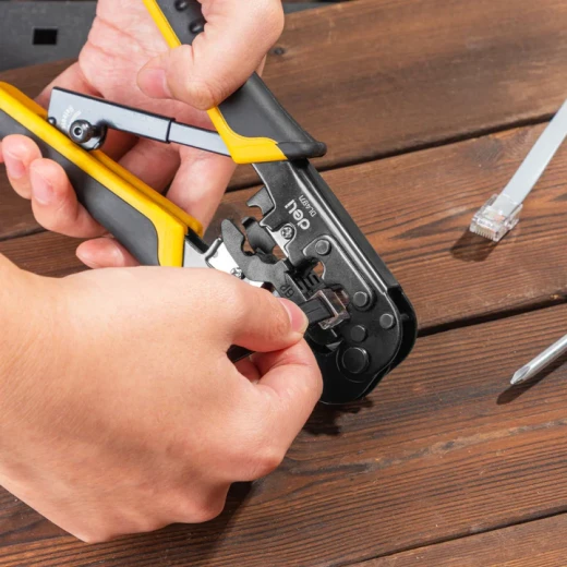 Deli EDL4971 Ethernet Crimping Tool Professional Grade 3 Sizes Wire Crimper RJ45 RJ11 RJ12 Connector Compatible Network Cable Crimping Tool for Various Wire Gauges and Applications - Image 5