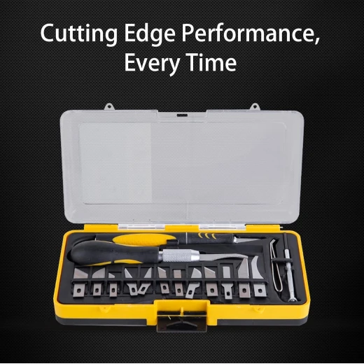 Deli DL-DP1 16 Piece Craft Knife Set, SK5 Steel Blades, Black and Yellow - Deli - Image 5