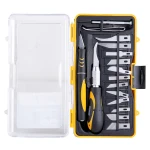 Deli DL-DP1 16 Piece Craft Knife Set, SK5 Steel Blades, Black and Yellow - Deli