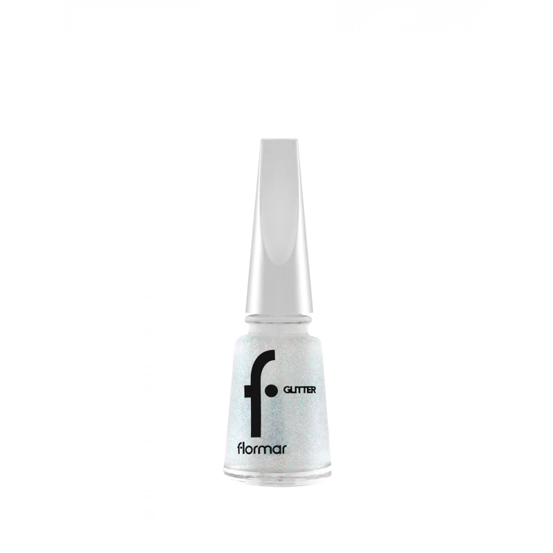Flormar Glitter Nail Enamel GL37 Glitter Touch Sparkling Silver Pink Glitter Nail Polish High Shine Finish Buildable Coverage Long Lasting 11ml - Flormar